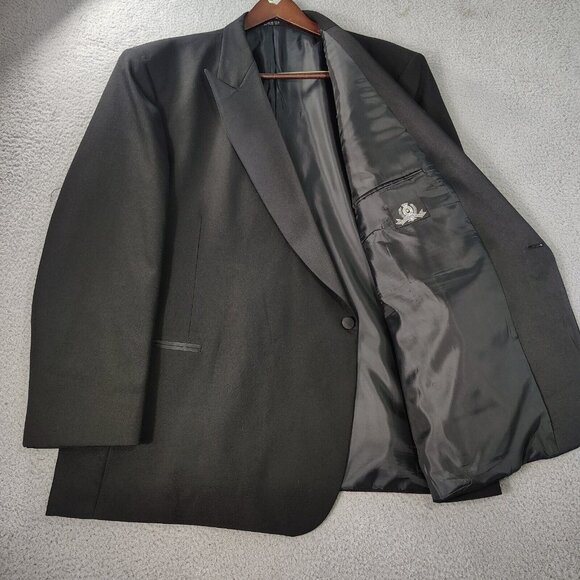 Raffinati Blazer Jacket Mens 56R Black One Button Ventless USA Made Business - Picture 1 of 12